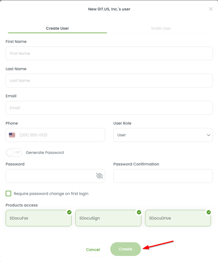 Creating a New User - Securedocusend
